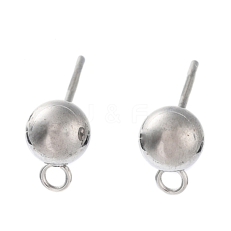 Non-Tarnish 304 Stainless Steel Ball Post Stud Earring Findings STAS-Z035-02P-D-1