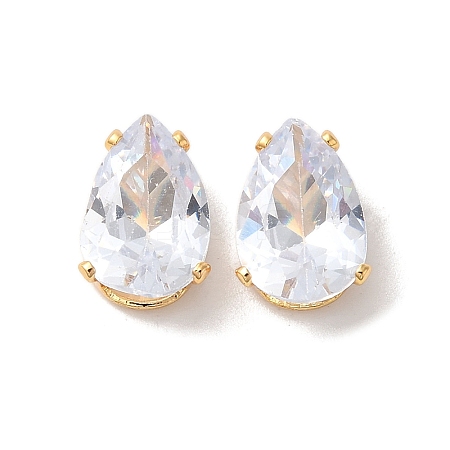 Brass Clear Cubic Zirconia Cabochons LS-STAS-M294-30D-1