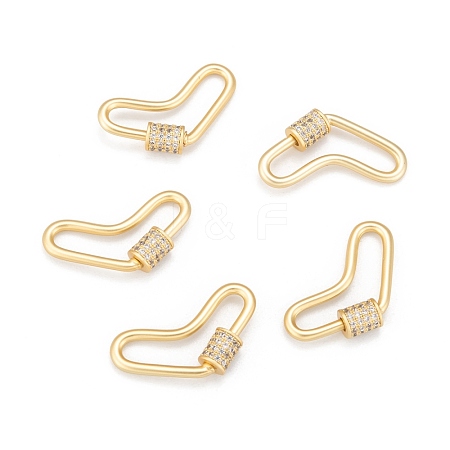 Brass Micro Pave Cubic Zirconia Screw Carabiner Lock Charms ZIRC-G160-60G-1