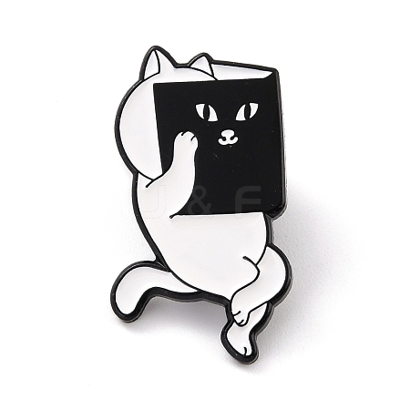 Cat with Book Enamel Pin JEWB-O008-G02-1