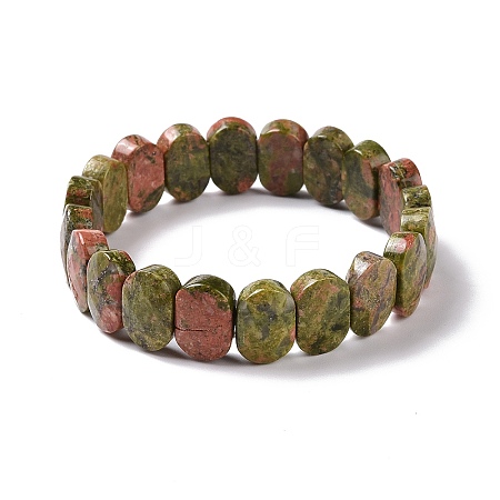 Natural Unakite Oval Beaded Stretch Bracelet G-E010-01J-1