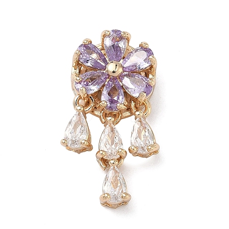 Brass Micro Pave Cubic Zirconia Pendants KK-C168-21G-01-1