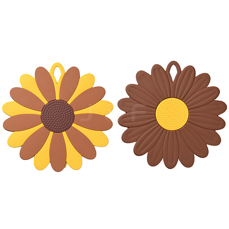 2Pcs 2 Style Flower Silicone Hot Pads AJEW-GF0011-17B-1