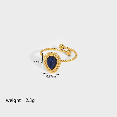 Teardrop Natural Lapis Lazuli Ring IP6304-2-1