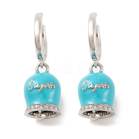 Bell Brass & Enamel Hoop Earrings for Women EJEW-U015-25P-J-1