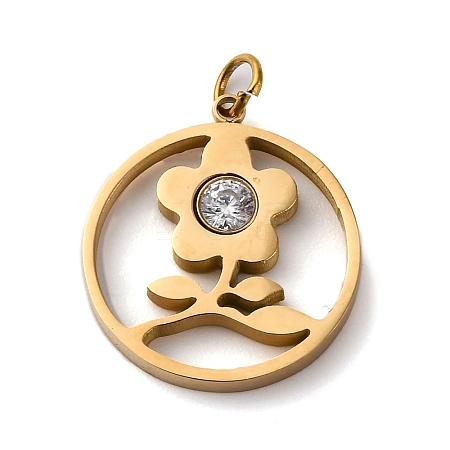 316 Stainless Steel Rhinestone Pendants STAS-K258-39D-G-1