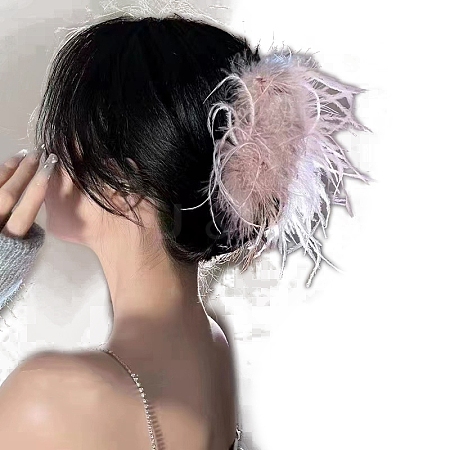 Ostrich Feather Claw Hair Clips PW-WGABD87-01-1