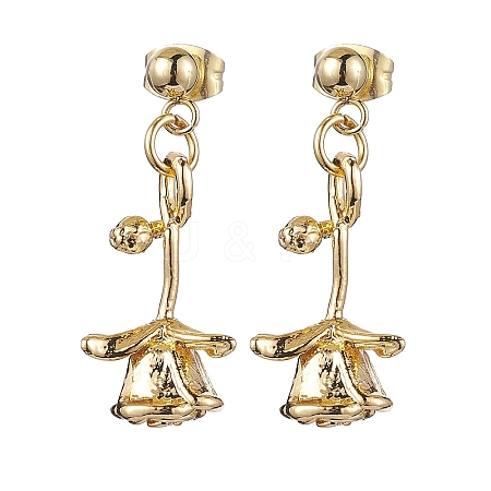 Flower Brass Dangle Earrings EJEW-TA00495-1