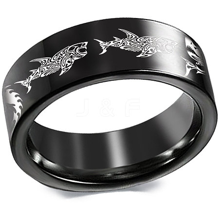 Shark Pattern 201 Stainless Steel Finger Rings FS-WG835B4-05-1