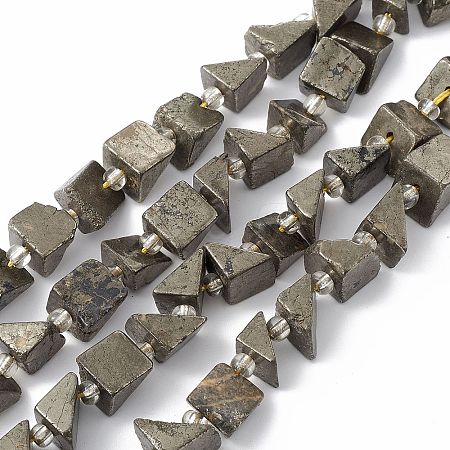Natural Pyrite Beads Strands G-E590-01-1