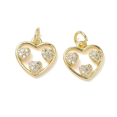 Brass Micro Pave Clear Cubic Zirconia Charms KK-L253-20G-01-1