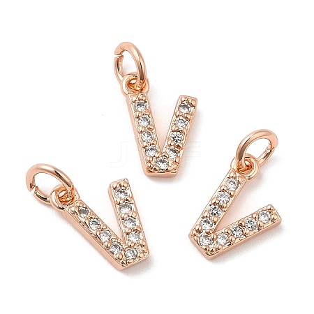 Brass Micro Pave Grade AAA Cubic Zirconia Charms ZIRC-P067-11RG-V-NR-1