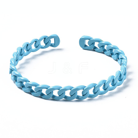 Spray Painted Brass Cuff Bangles BJEW-Q700-001D-1