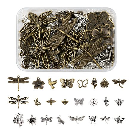 96Pcs 24 Style Tibetan Style Alloy Pendants TIBE-LS0001-03-1