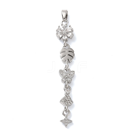 Brass Micro Pave Clear Cubic Zirconia Pendants KK-D101-01B-P-1