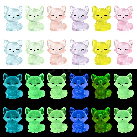 30Pcs 6 Colors Luminous Resin Fox Display Decoration CRES-CJ0001-81-1