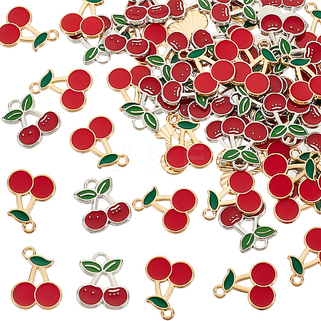 HOBBIESAY 60Pcs 2 Styles Alloy Enamel Pendants ENAM-HY0001-28-1