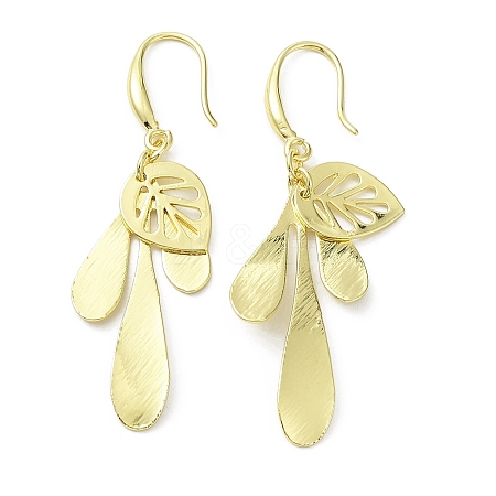 Rack Plating Brass Leaf Dnagle Earrings KK-C029-11G-1