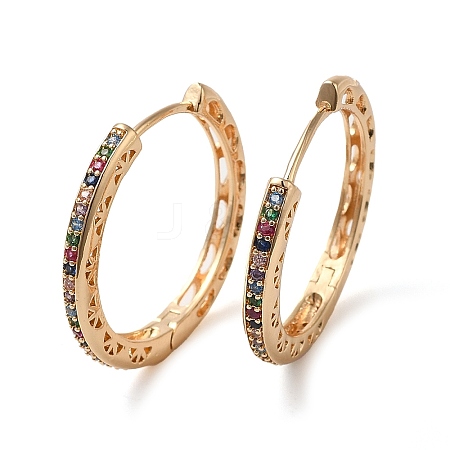 Brass Micro Pave Colorful Cubic Zirconia Hoop Earrings for Women EJEW-M238-22KCG-1