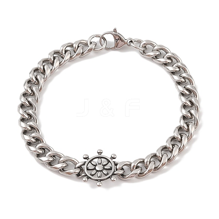 Ion Plating(IP) 304 Stainless Steel Helm Link Chain Bracelets for Men BJEW-B096-41AS-1