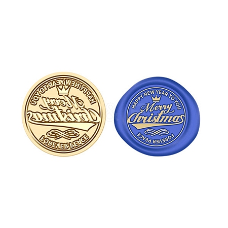 Merry Christmas Wax Seal Brass Stamp Head LS-AJEW-Z031-04G-16-1