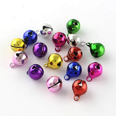 PVD Vacuum Plating Brass Bell Charms Pendants X-KKB-R002-8mm-M-1