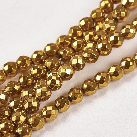 Electroplate Non-magnetic Synthetic Hematite Beads Strands G-J169B-3mm-04-1