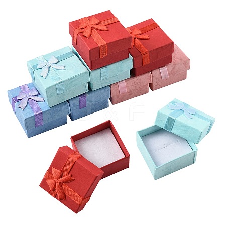 8Pcs 4 Colors Valentines Day Presents Packages Cardboard Ring Boxes CBOX-FS0001-07-1