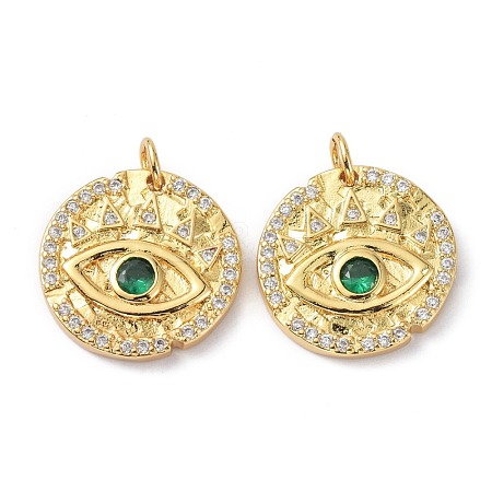 Brass Clear and Green Cubic Zirconia  Pendants ZIRC-C024-30G-1