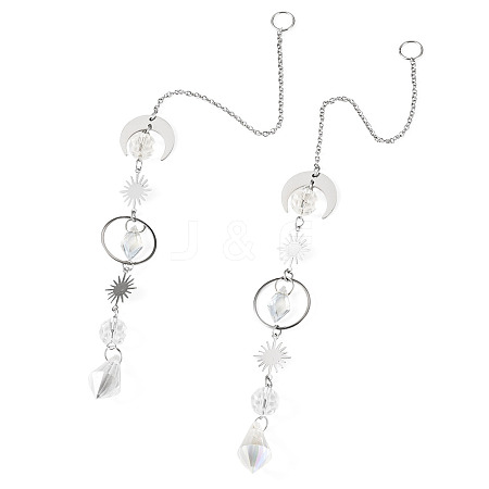 Glass Hanging Suncatchers HJEW-TADJ0005-1