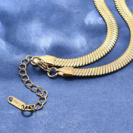 Ion Plating(IP) 304 Stainless Steel Herringbone Chain Necklace for Men Women LS-NJEW-E076-03E-G-1
