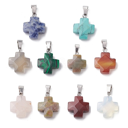 Natural  & Synthetic Mixed Gemstone Pendants G-K359-02P-M-1