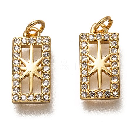 Brass Micro Pave Clear Cubic Zirconia Charms ZIRC-B002-04G-1