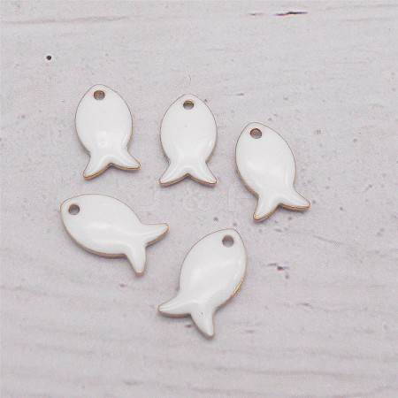 Brass with White Enamel Charms KK-CBA0B8C-01G-1