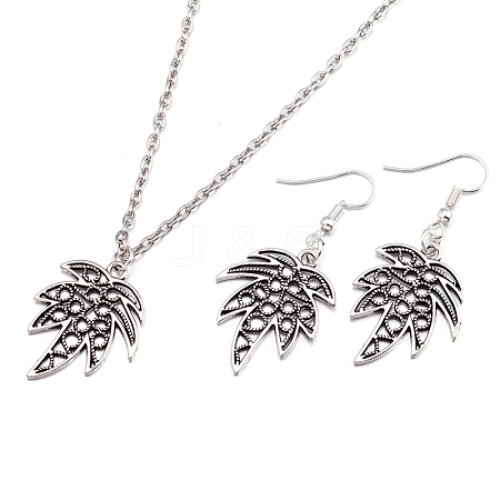 Zinc Alloy Coconut Leaf Jewelry Sets SJEW-BB16592-1