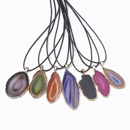 Dyed Natural Brazilian Agate Pendant Necklaces G-T104-10-1