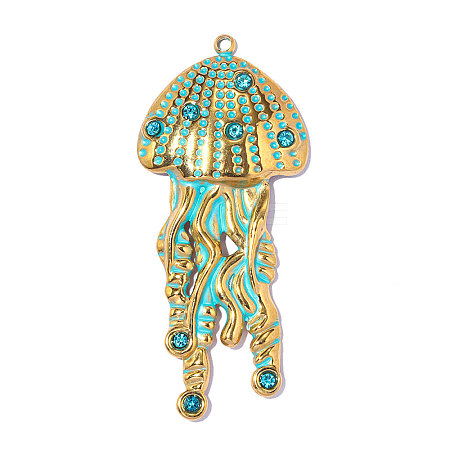 304 Stainless Steel Enamel Pendants STAS-OY019-37G-1