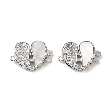 Brass Micro Pave Clear Cubic Zirconia Connector Charms KK-P260-19P-02-1