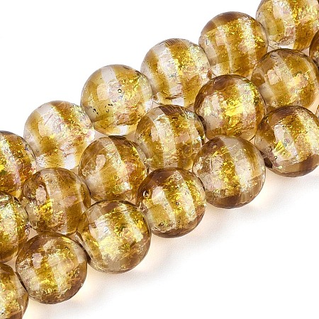 Handmade Foil Glass Beads Strands FOIL-N033-05G-1