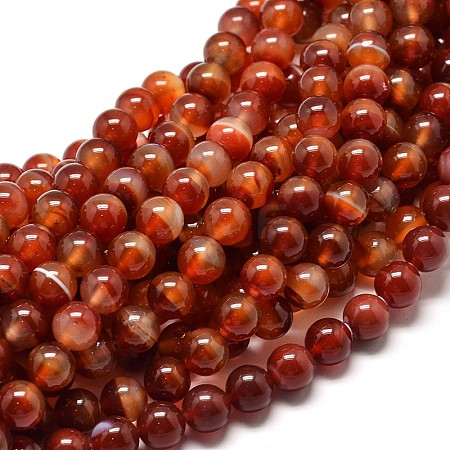 Natural Carnelian Round Bead Strands G-P072-14-8mm-1