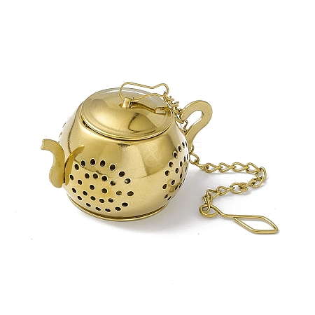 Teapot Shape Loose Tea Infuser AJEW-G045-06G-1