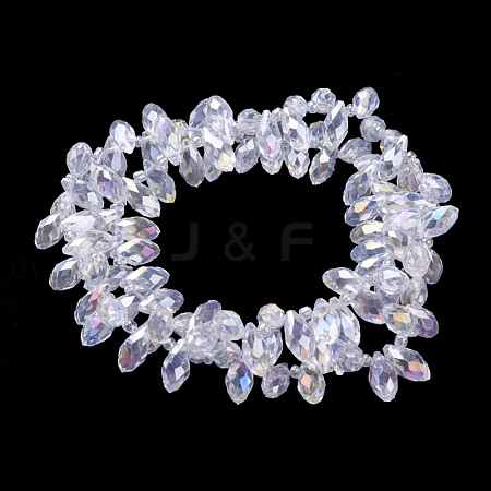 Electroplate Glass Faceted Teardrop Beads Strands X-EGLA-D014-01-1