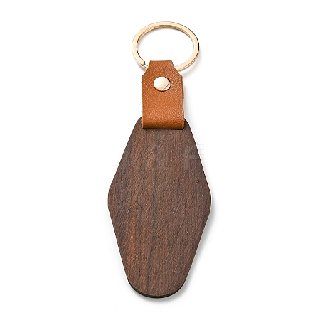 Wooden & Imitation Leather Pendant Keychain LS-PW23041801315-1