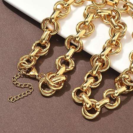 304 Stainless Steel Double Ring Link Chain Necklaces LS-NJEW-S453-02P-A-1