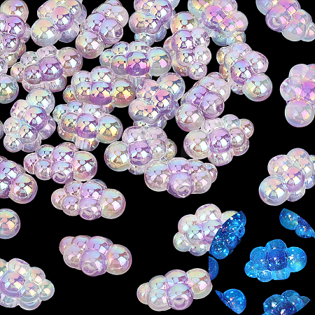 35Pcs UV Plating Rainbow Iridescent Acrylic Beads PACR-PA0001-23B-1