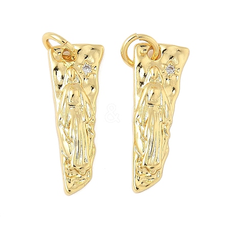 Brass Micro Pave Clear Cubic Zirconia Pendants KK-B139-24A-G-1
