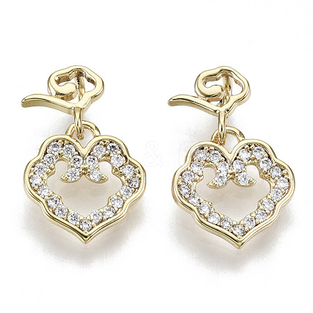 Brass Micro Pave Cubic Clear Zirconia Charms KK-N232-130-NF-1