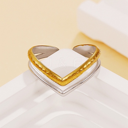 304 Stainless Steel Cuff Open Rings for Women SA-CBABC9E-05E-GP-1