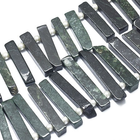  Jewelry Beads Findings Natura Jade Beads Strands, Top Drilled Beads, Rectangle, 20.6~26.5x4.2~6x4.2~6.5mm, Hole: 0.7mm, about 51pcs/Strand, 15.94