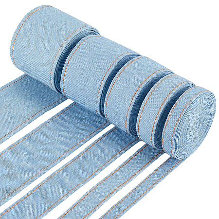 5 Rolls 5 Styles Synthetic Cotton Denim Ribbons for Bow Making SRIB-BC0001-38-1